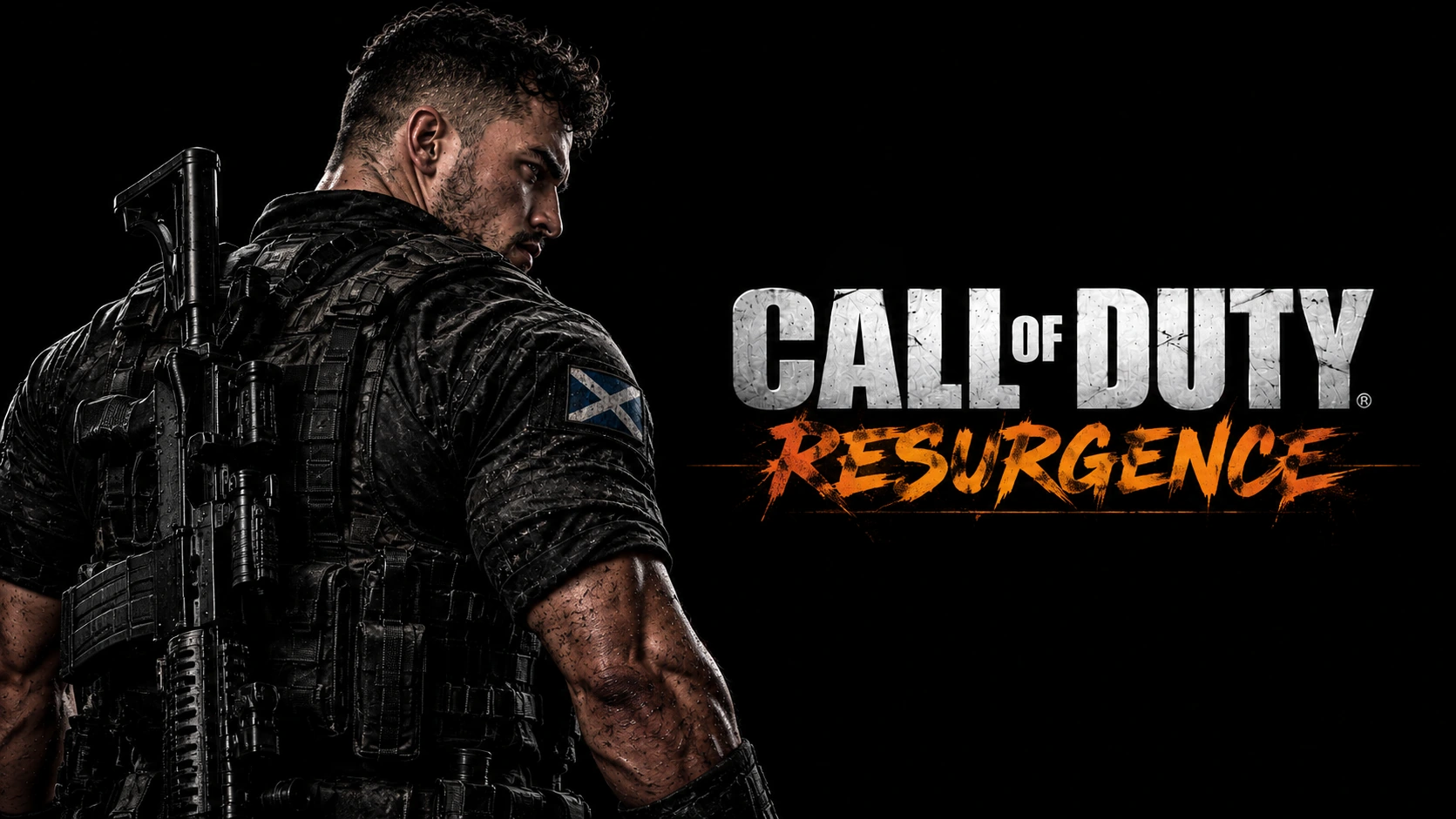Call of Duty Resurgence artwork with a battle-worn operative and Scotland shoulder patch